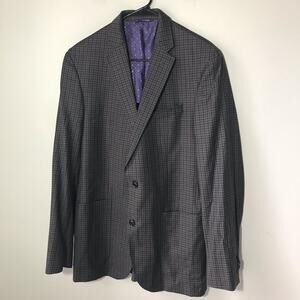 Ted Baker London endurance 42L wool grey brown plaid blazer suit jacket *READ*